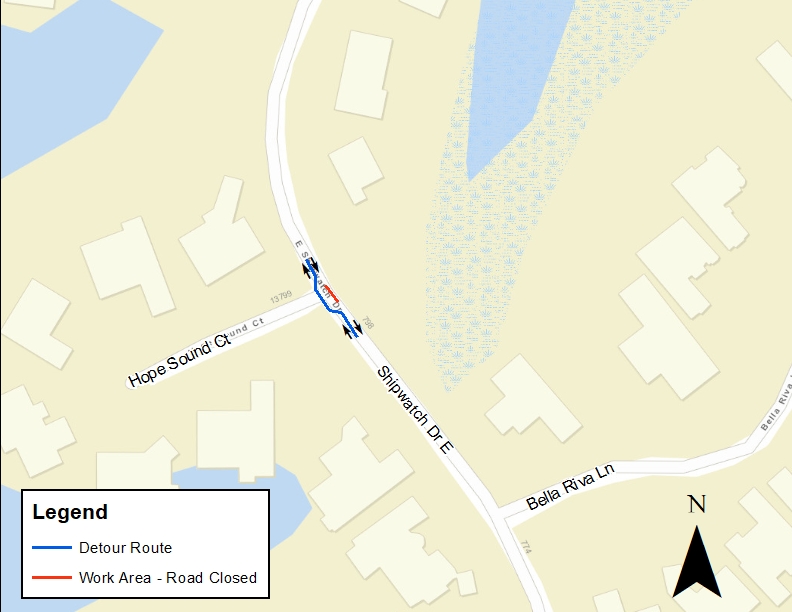 Shipwatch Drive East Emergency Sewer Project - Work Area Map